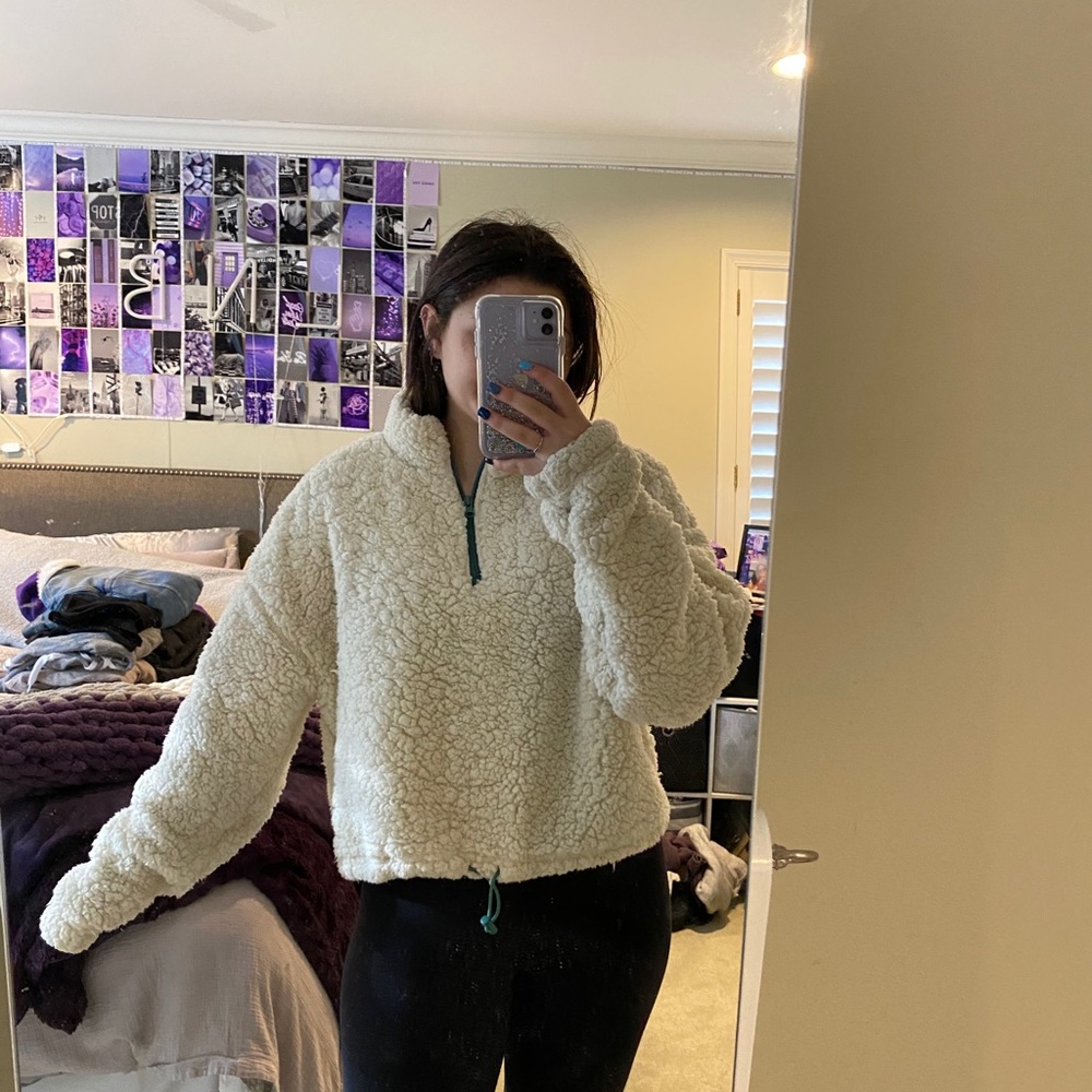 Fleece White Pullover Jacket